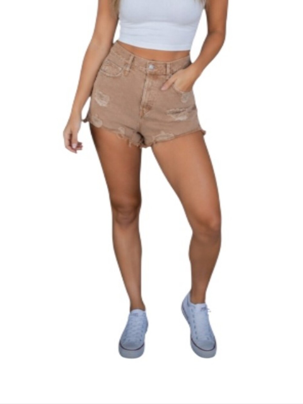 Free People Now Or Never High-Rise Distressed Denim Shorts-NWOT